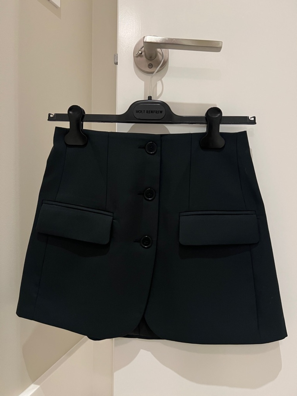 Effie Kats Deep Green Button-Front Mini Skirt with Flap Pockets